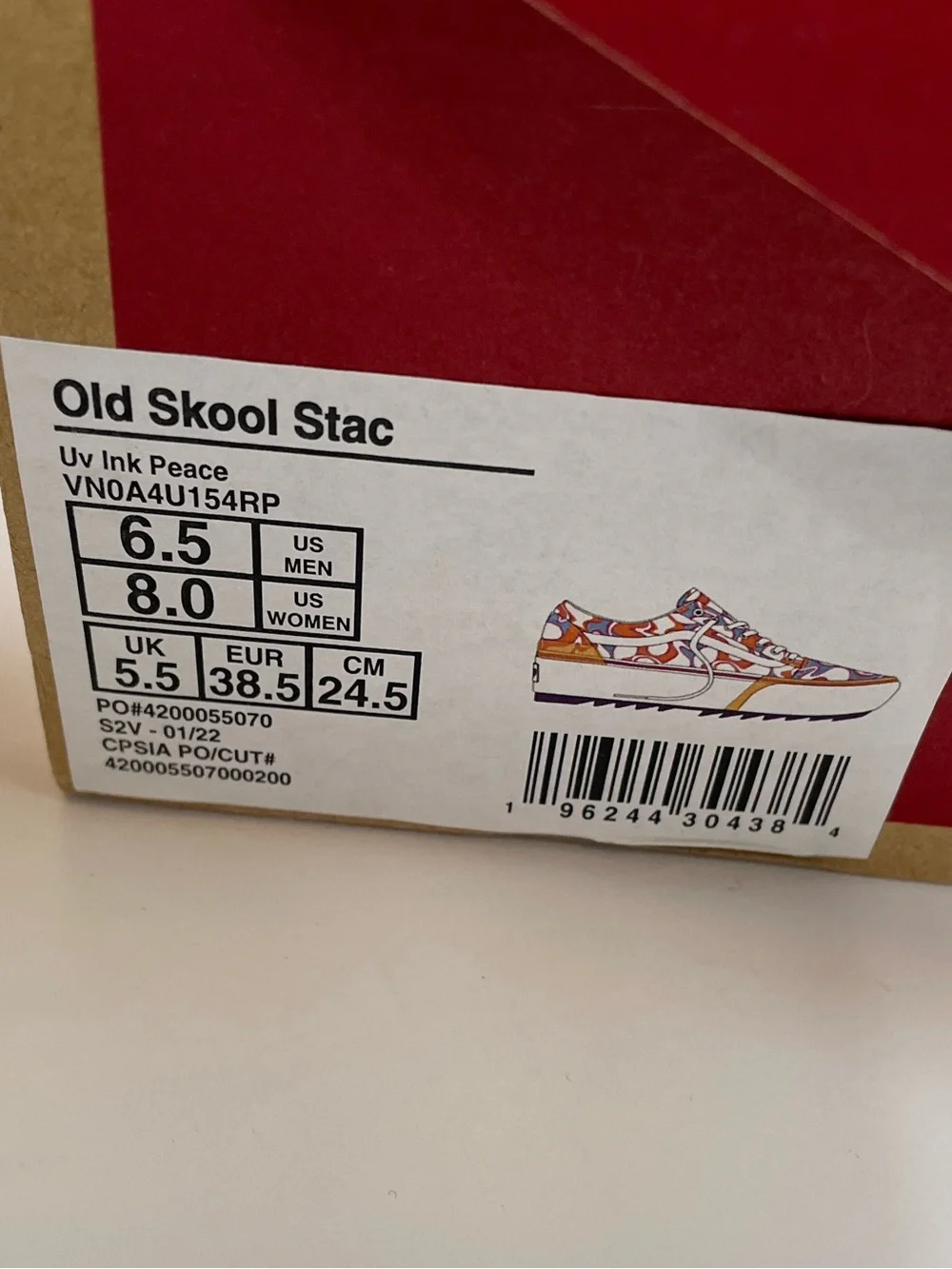Vans | Stacked Old Skool UV React Sneakers Orange Peace Size 6.5 / 8 - Picture 12 of 12